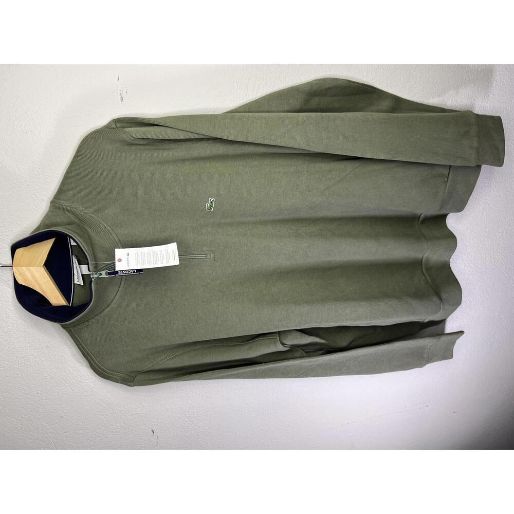 Lacoste Men's Zip Mock Neck Pullover - Olive Green, XXL NWT